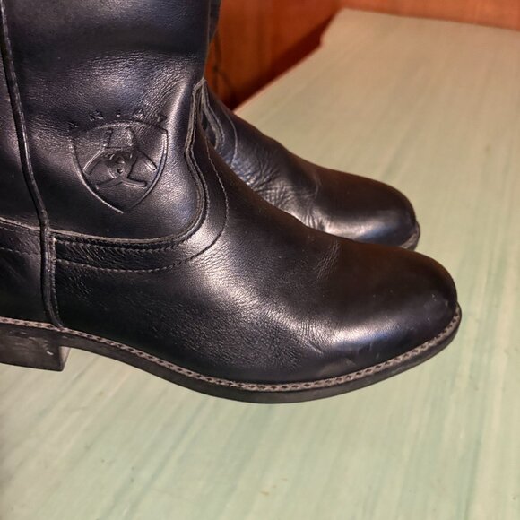 Mens Ariat ATS Heritage Black Leather Roper Western Boots Size 10 W #34101 - Picture 4 of 16